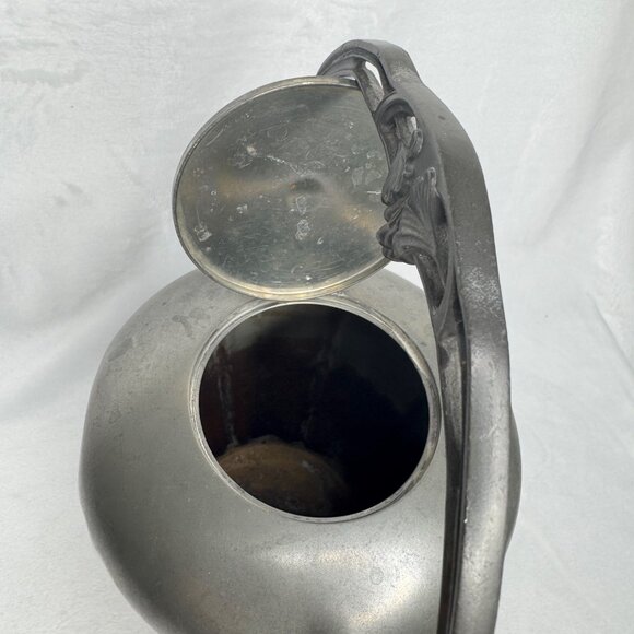 Antique Queen City Silver Co Pewter Teapot With Ornate Handle & Spout - Picture 9 of 12